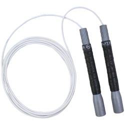 EliteSRS Pro Freestyle PVC-koord voor fitness- en duurtraining, springtouw voor beginners met lange handgrepen, handgrepen van comfortschuim - Zilver/Wit