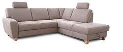 CAVADORE Wisconsin - Sofá Cama esquinero con función de Cama (248 x 88 x 215 cm, con 2 reposacabezas, Espacio de Almacenamiento, Patas de Madera de Haya, 248 x 88 x 215 cm), Color Gris Claro