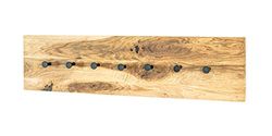 HAKU Möbel Wall coat rack, solid wood, oiled black oak, W 80 x D 6 x H 20 cm