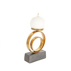 Romimex Black Gold Aluminium Candle Holder 16 x 23 x 7 cm Circle