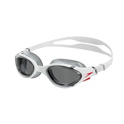 Speedo Unisex Biofuse 2.0 simglasögon | Patenterad enkel justering | Anti-dimma | anti-läckage | Förbättrad passform | Förbättrad komfort, vit/röd/lätt rök, en storlek