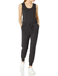 Amazon Essentials Tuta Jumpsuit in Pile e Spugna Studio (Taglie Forti Disponibili) Donna, Nero, L