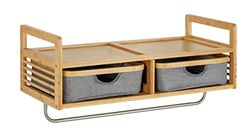 WENKO Guardaroba da parete Bahari, pregiato scaffale da parete in bambù ecosostenibile, con 2 cassetti, ripiano e asta appendiabiti, tanto spazio per accessori ed indumenti, 67 x 30 x 30 cm