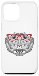 Funny Hipster Red Glasses Art Alligator Crocodile Lover Custodia per iPhone 12 Pro Max