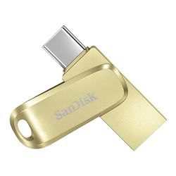 SanDisk Ultra Dual Drive Luxe USB Type-C Flash Drive 128GB (Memory stick up to 400 MB/s, Reversible Type-C & Type-A connectors for Smartphone Tablets, Macs & computers, All Metal) Gold