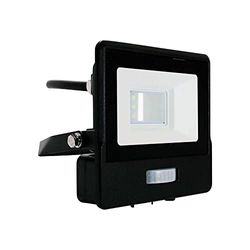 V-TAC Faro LED da Esterno con Chip Samsung 10W con Sensore PIR di Colore Nero Impermeabile con cavo da 1 metro, Luce Bianco Caldo