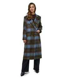 Minus Tilja Wool Coat para Mujer, Verde (9449C Ocean Green Checked), 40