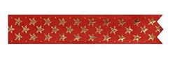 Anniversary House 1M Ribbon, Gold Christmas Cake Decorations Traditional, BX327, Red Shimmering Stars