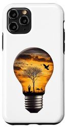 Custodia per iPhone 11 Pro Yoga Tramonto lampadina Idea Tees yoga una posa pacifica Meditazione