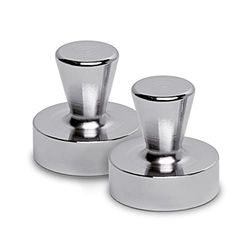 MAUL Neodymium Cone Magnet Diameter 32 x 33 mm (Pack of 2) | Magnets for Magnetic Board, Fridge, Whiteboard | Magnets Strong with 22.0 kg Adhesive Force | Mini Magnets in Practical Design | Silver