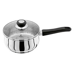 Judge Vista Stainless Steel Large Saucepan 20cm 2.1L, Shatterproof Vented Glass Lid, Induction Ready, Oven Safe, 25 Year Guarantee