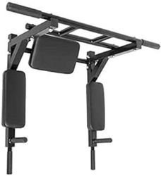 Bkisy Wandgemonteerde optrekstang, 2-in-1 optrekstang, dipstandaard, power home gym, torenset voor thuis, sportschool, krachttrainingsapparatuur voor binnen en buiten, zwart