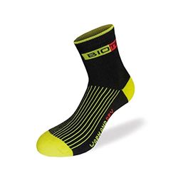 Biotex Calza Termica Spugna Unisex per Ciclismo e Running, Calzino con Punto Spugna, Intimo Tecnico Sportivo, Nero e Giallo, S (36-39)