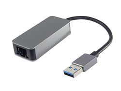 PremiumCord Adaptador USB 3.0 a Gigabit RJ45 Ethernet 10/100/1000/2500 Mbit, Adaptador LAN, USB 3.0 Tipo A Macho a RJ45, Cat5/6/7, diseño metálico, Color Gris Espacial 20 cm