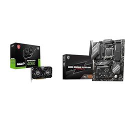 MSI GeForce RTX 4060 VENTUS 2X BLACK 8G OC Gaming Graphics Card - 8GB GDDR6X, PCI Express Gen 4 & B650 GAMING PLUS WIFI Motherboard, ATX - Supports AMD Ryzen 7000 Series Processors, AM5-14+2 D