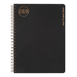 NU A5 Black Wirebound Project Book | 160 Pages, Ruled, Cream Paper | Stationary Notebook | Recycled & FSC-Certified | Stylish & Durable | Kraft Range