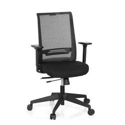hjh OFFICE Coniston 608970 Bureaustoel, van netstof, zwart, ergonomisch verstelbare armleuning, 120 kg netrug
