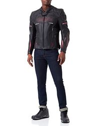 Furygan Men's Nitros-Radical Sporty Motorbike Leather Jacket AAA Certified-D3O Abrasion Resistant-Removable Thermal Liner-Protection, Black-red, 4XL