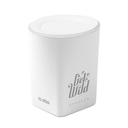 SBS mini speaker Bluetooth 3W di potenza, portatile e compatto, funzione vivavoce, illuminazione superiore, ingresso AUX per jack da 3,5, fino a 5 ore consecutive di musica, bianco