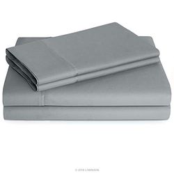 Linenspa Set di lenzuola in misto cotone a 600 fili, ultra morbido, con tasca profonda – Regina – Pietra