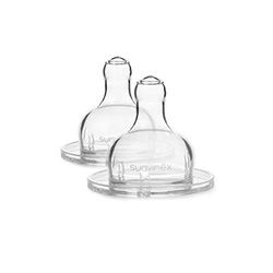Suavinex, Tetina redonda de silicone, 3 posições, transparente, 2 unidades