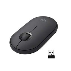Logitech Pebble Draadloze Muis, Bluetooth of 2.4 GHz USB mini dongle, stil, Compact Design met Geluidloze klik, PC/Mac/Laptop/Notebook - GrafietZwart