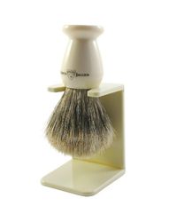 Edwin Jagger 9EJ947SDS - Pennello da barba fatto a mano, imitazione avorio, con supporto, taglia S