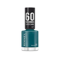 Rimmel 60 Seconds Super Shine Nail Polish, 104 True Blue, Quick-Dry Nail Polish, Ultra-Shiny Finish, Easy to Apply, Vibrant Colour, Long-Wearing, Clean and Improved Formula, Vegan, 8ml