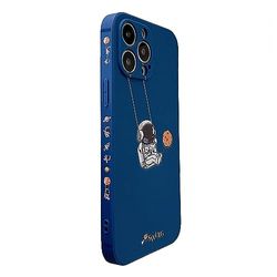 BOUFE Graziosa custodia per iPhone 13 Promax, motivo astronauti, pianeta spaziale, elegante paraurti, morbido TPU, antiscivolo, antiurto (blu)