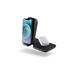 Zens Stand Main Station Wireless Charger + Single Extension Wireless Charger, 15W for iPhone, Qi devices, Includes 65W Power Adapter (EU,UK,US) and 1.5M Integrated Cable, Black