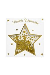 bsb gratulationskort julkort"glad jul" med gyllene stjärna och skuggeffekt