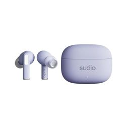 Sudio A1Pro Violet, Ecouteurs Intra-Auriculaires avec Bluetooth, Touch Control avec Support de Charge Compact sans Fil, IPX4, Active Noise Cancellation, Microphone intégré, Premium Crystal Sound