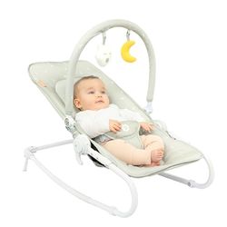 Badabulle Inklapbaar Baby Ligstoeltje Lichen - Verstelbare Gewatteerde Rugleuning - Vast of Schommelend - 3-punts veiligheidsgordel - Afneembare Speelboog - Verwijderbare hoes - Levenslange garantie