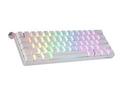 Geeky GK61 SE 60% | Mechanisch Gaming Toetsenbord | 61 Toetsen Multi Kleur RGB LED Achtergrondverlichting voor PC/Mac Gamer | ANSI US Amerikaanse Indeling (Wit, Mechanical Speed Yellow)