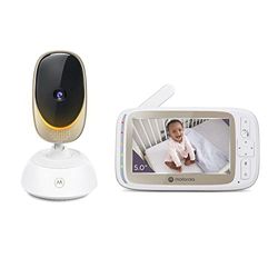 Motorola Nursery VM 85 Connect, Video-Babyfoon Met Pan- En Zoomfunctie, 5,0 inch Kleurendisplay, Nachtzicht, Terugspreekfunctie En Temperatuursensor, Wit