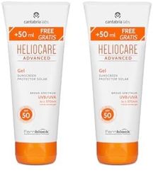 Cantabria Labs Heliocare Advanced Gel Spf 50- Crema Solar Corporal, Textura Gel, Ligera, Rápida Absorción, Sin Efecto Blanqueante, Antioxidante, Todo Tipo De Piel, 250ml (Paquete de 2)