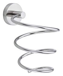 Tesa Moon Wall-mounted Support sèche-cheveux, acier inoxydable look, adhésif, technologie sans percer, 160 x 110 x 135 mm Arrondie