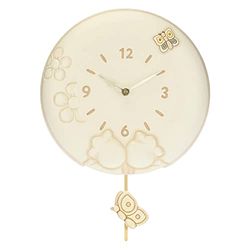 THUN - Reloj de Pared - Línea Elegance - Accesorios y decoración para el hogar - Cerámica, Mecanismo de plástico - Ø 26 cm, Profundidad 4,5 cm, Figura cerámica en péndulo 6 x 2 x 6 cm