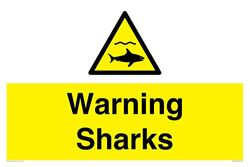 Cartello di avvertimento con squali – 600 x 400 mm – A2L