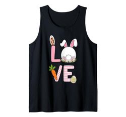 Easter Spring LOVE Bunny Ears, Fluffy Tail Easter Egg Carrot Canotta