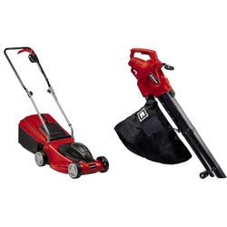 Einhell GC-EM 1032 Tagliaerba elettrico (tensione 220-240 V, potenza 1000 W, largh. Taglio 32 cm & Aspiratore elettrico GC-EL 3024 E (aspirazione/soffiaggio, tubo asp. Ø 75 mm, potenza asp.