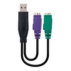 Convertisseur PS/2 vers USB, 2 Ports PS/2 Femelle, 15 cm, idéal pour connecter Un Clavier et Une Souris Anciens à des appareils USB.