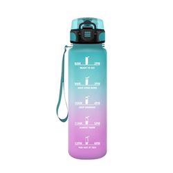 HoneyHolly Botella Agua, 500ml Deportiva, Botella Agua Niños, Prueba de Fugas, Botella Agua Gimnasio, Marcador de Tiempo, Cantimplora, Botella Gym, para Fitness Oficina Escuela Yoga