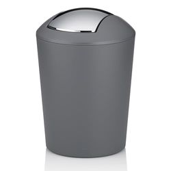 Kela 22272, Cestino 1,7 l, Marta, Mini Bagno con Coperchio Basculante, plastica, Piccolo rifiuti da Tavolo, bidone per Cosmetici Grigio
