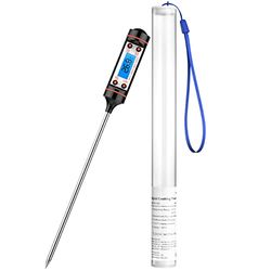 CGZZ Probe Keukenthermometer, Kookthermometer, blauw verlicht LCD-scherm, roestvrijstalen digitale kookthermometer, thermometer