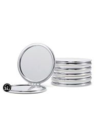 NCToys Kompaktspiegel Bulk, Set mit 6 runden doppelseitigen 1x/3x-Vergrößerung, PU-Leder, 7,1 cm (weiß)