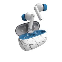 Music Hero auricolari wireless TWS, design Rash Fantasy, custodia di ricarica da 200 mAh, controlli touch, microfono integrato, in-ear, blu e bianco