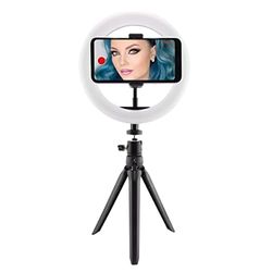 KSIX Adjustable Desktop Tripod Ring Light, LED Ring Light for Mobile, 3 Light Temperatures and 10 Brightness Intensities, Ring Light for TIK Tok, Photography, Selfie
