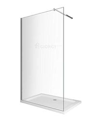PARETE DOCCIA FISSA WALK IN 8 MM CRISTALLO TEMPERATO ANTICALCARE H.200 CM BRACCIO INOX REGOLABILE GUARNIZIONE SOTTO VETRO PROFILO CROMO (88-90 CM X H.200 CM)