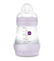MAM Anti-koliek fles voor pasgeborenen, 0-2 maanden, 160 ml, met zuignap, 1 langzame siliconen vloeistof, gemakkelijk aan te nemen, zelfsteriliserend en gemakkelijk schoon te maken, Easy Start